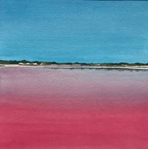 Acuarela «Salinas al atardecer»