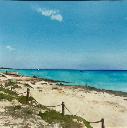 Acuarela «Sabina y viento»